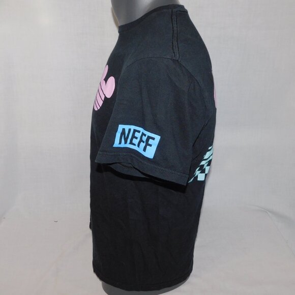 Disney x NEFF Mickey Mouse Ears head Black Pink Blue Graphic T Shirt Mens M - Picture 4 of 8